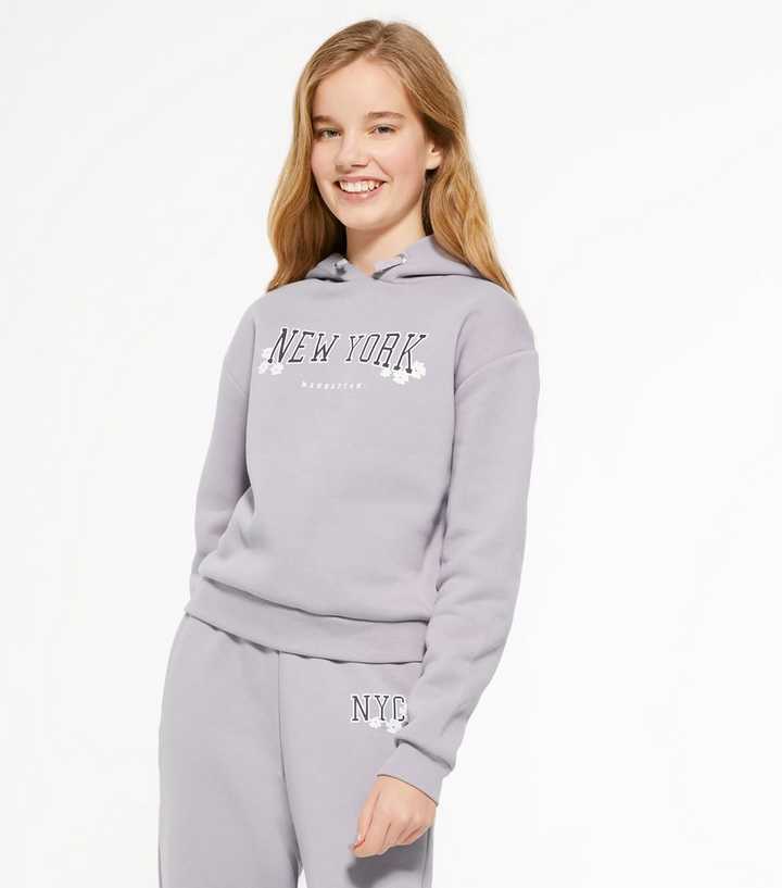 Girls Lilac New York Logo Hoodie and Jogger Set