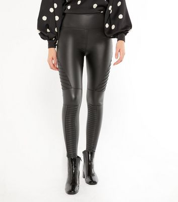 Cameo Rose Black Biker Leggings | New Look
