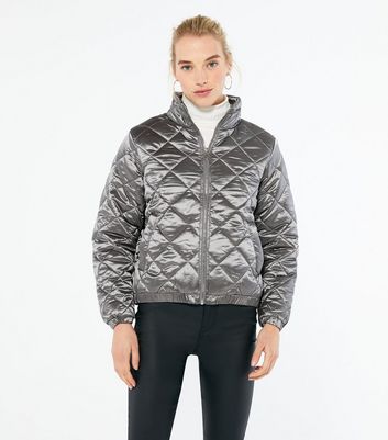 silver puffer jacket ladies