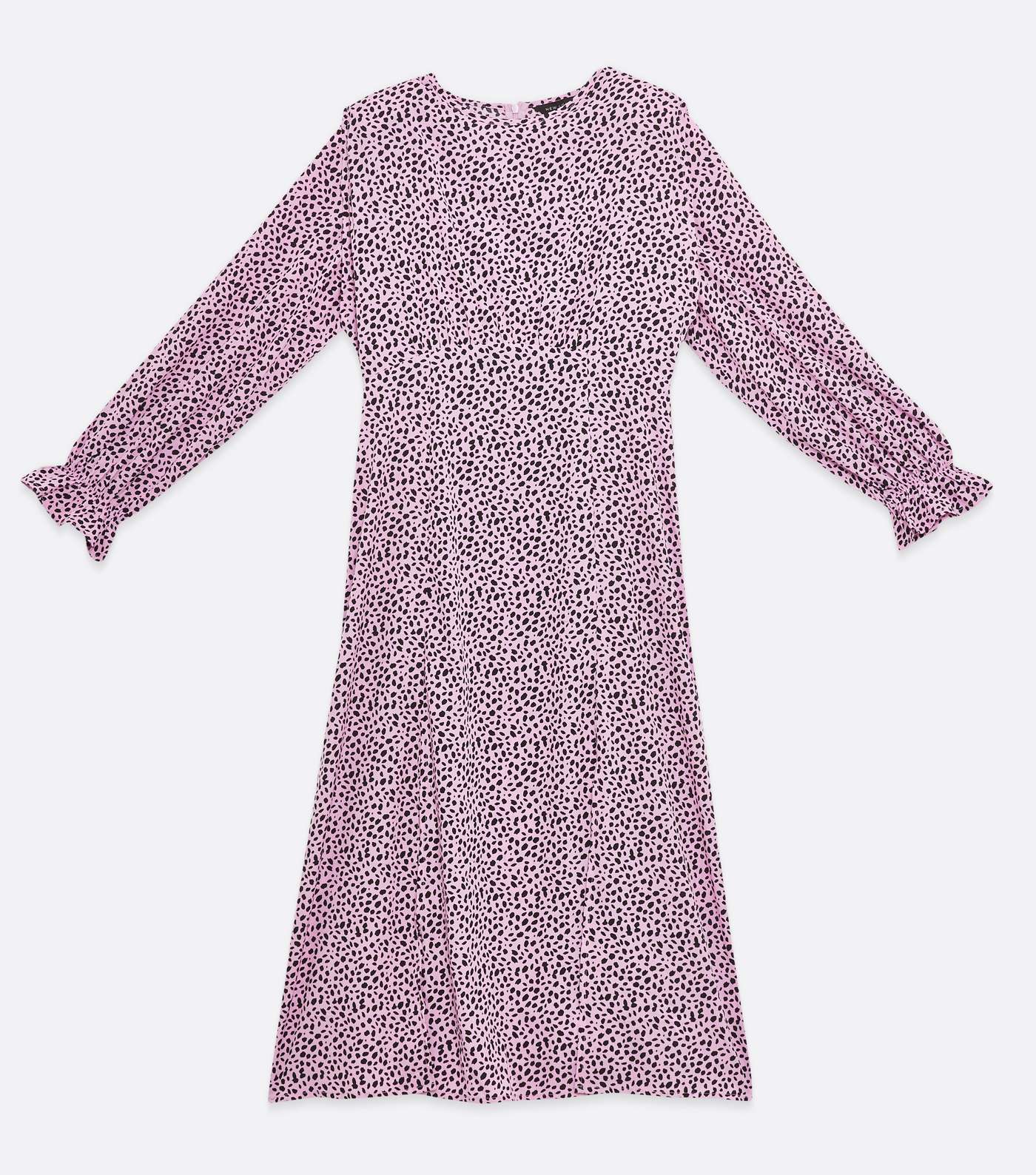 Lilac Spot Shoulder Pad Long Sleeve Midi Dress Image 5
