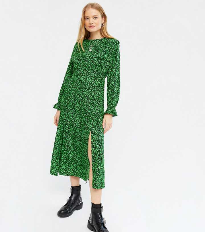 topshop green midi dress