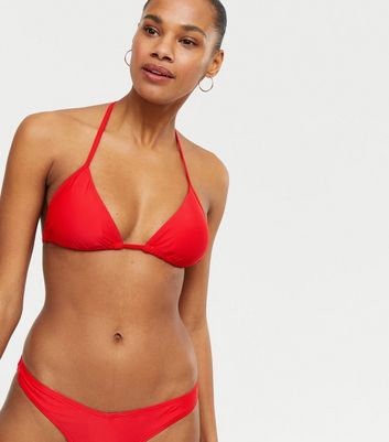 Red Soft Cup Triangle Bikini Top | New Look