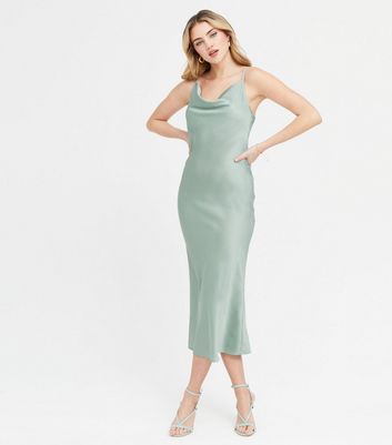 new look green satin dress