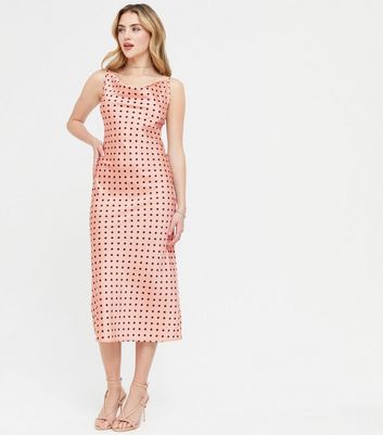 pink spot midi dress