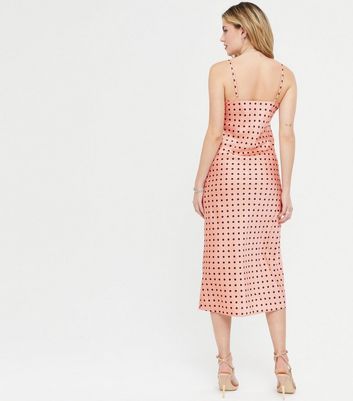 pink spot midi dress