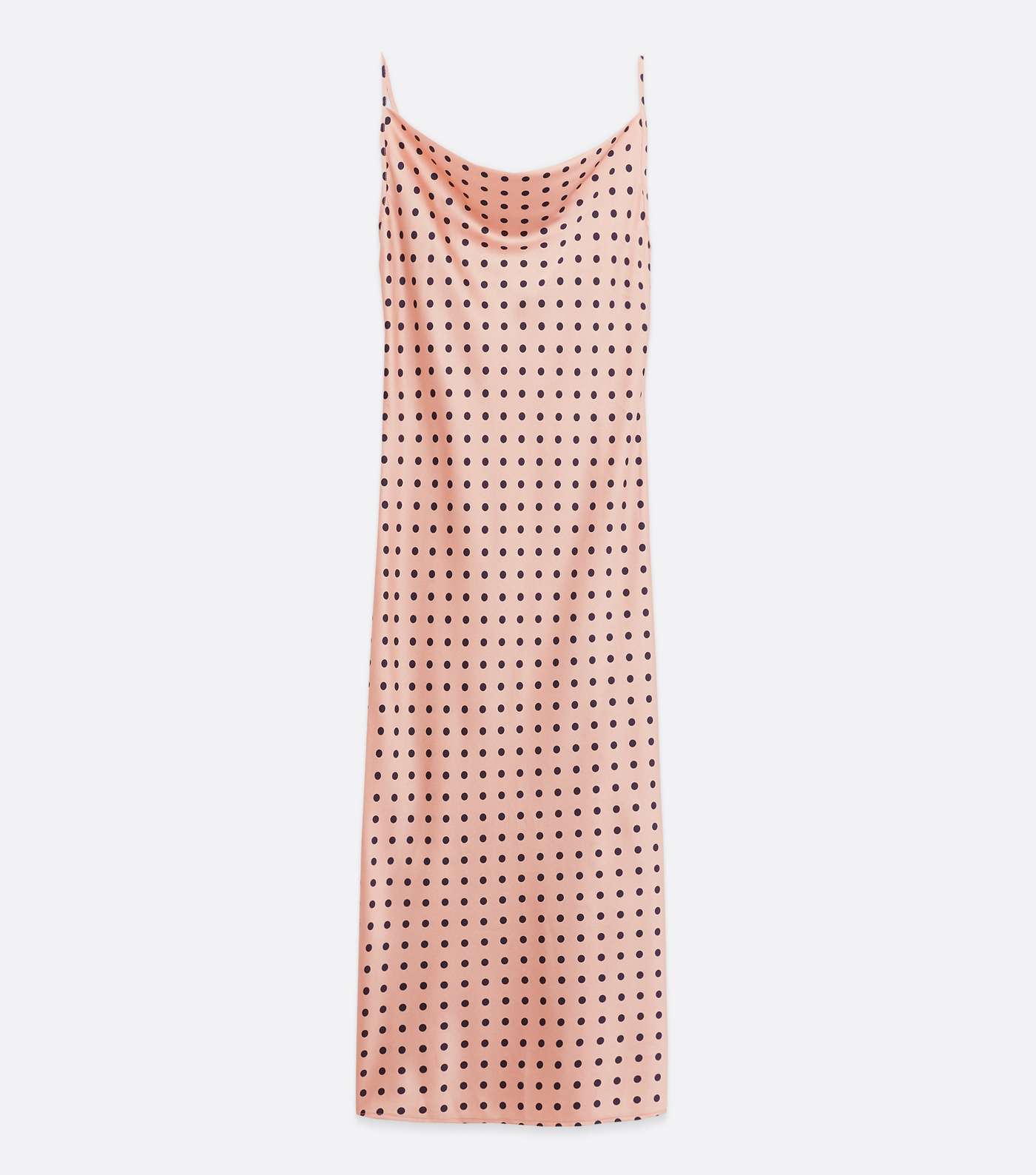 Pink Satin Spot Cowl Neck Midi Dress Image 5