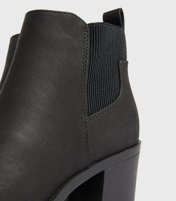 black chunky heeled chelsea boots