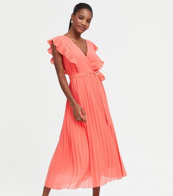 Pleated chiffon shop midi dress