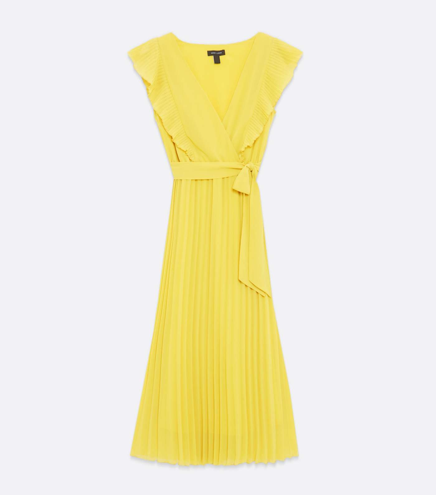Yellow Ruffle Pleated Chiffon Midi Dress  Image 5