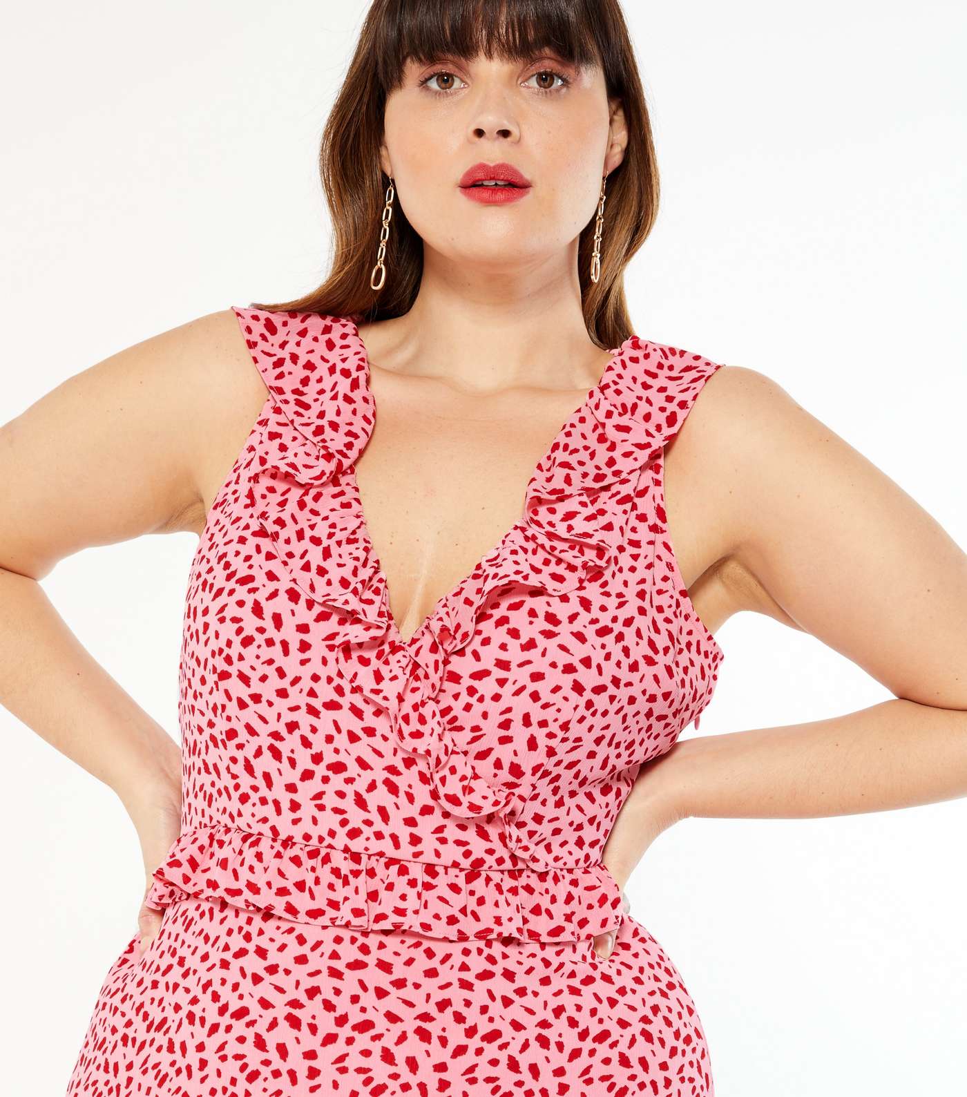 Pink Spot Ruffle Wrap Maxi Dress Image 5