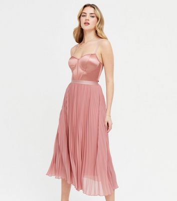 pink satin dress with sleeves