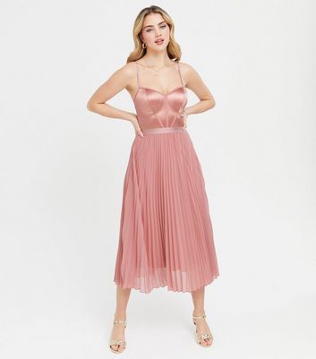 bustier pleated midi dress