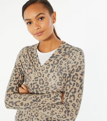 Leopard Print New Look Fine Knit Jumper Buy Brown Leopard Print