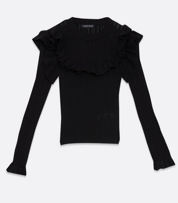 Cameo Rose Black Ruffle Knit Jumper 