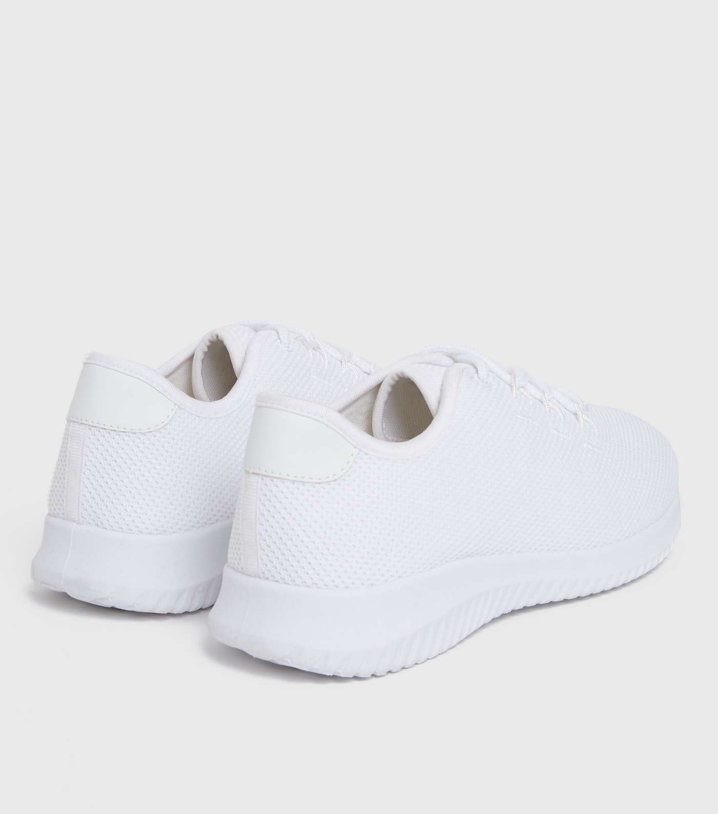 White Lace Up Sports Trainers Image 4