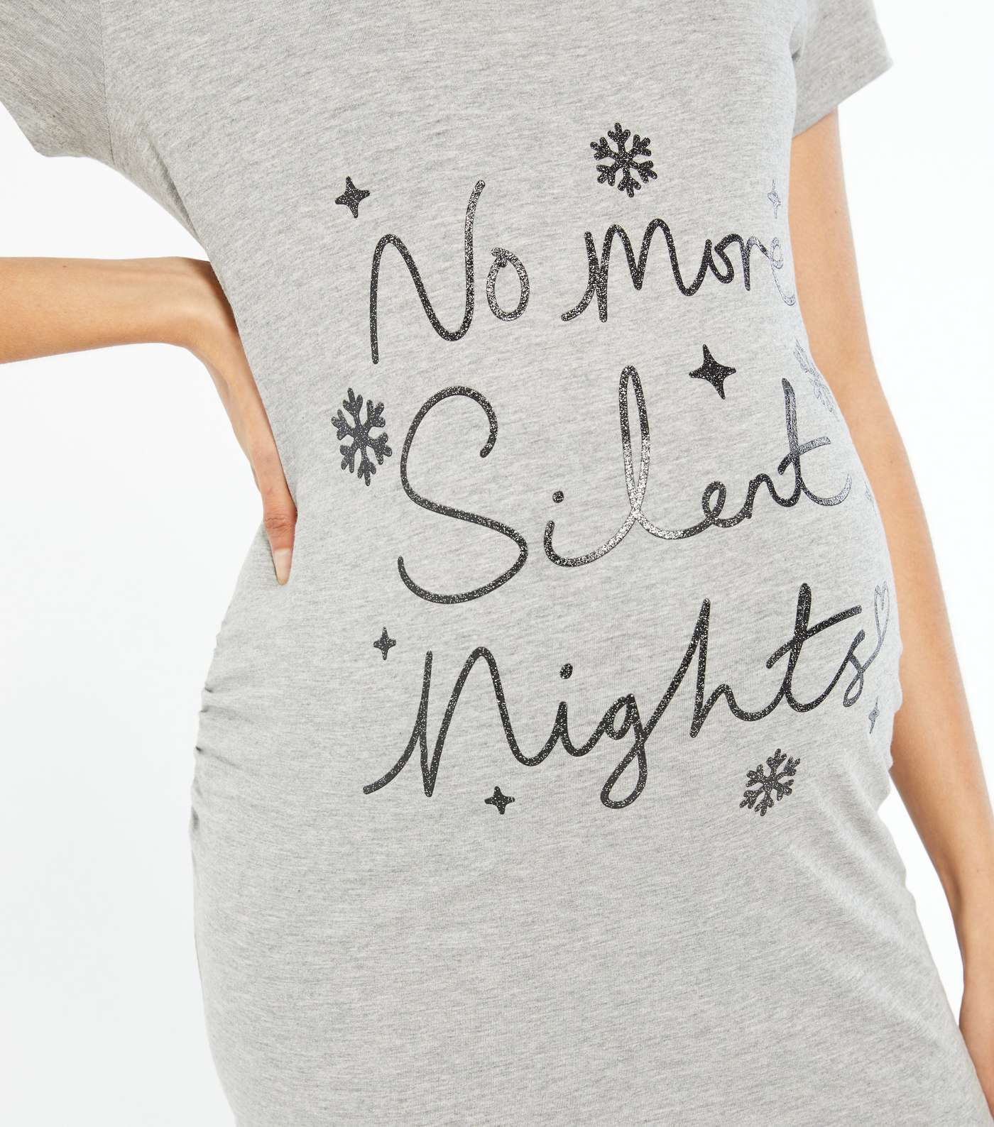Maternity Grey No More Silent Nights Logo T-Shirt Image 3