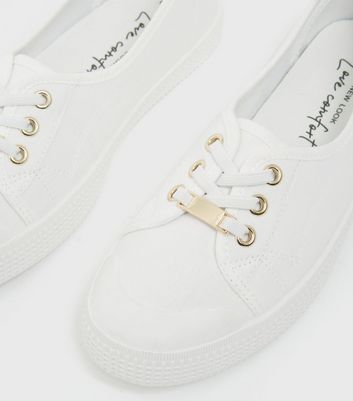 new look white canvas pumps