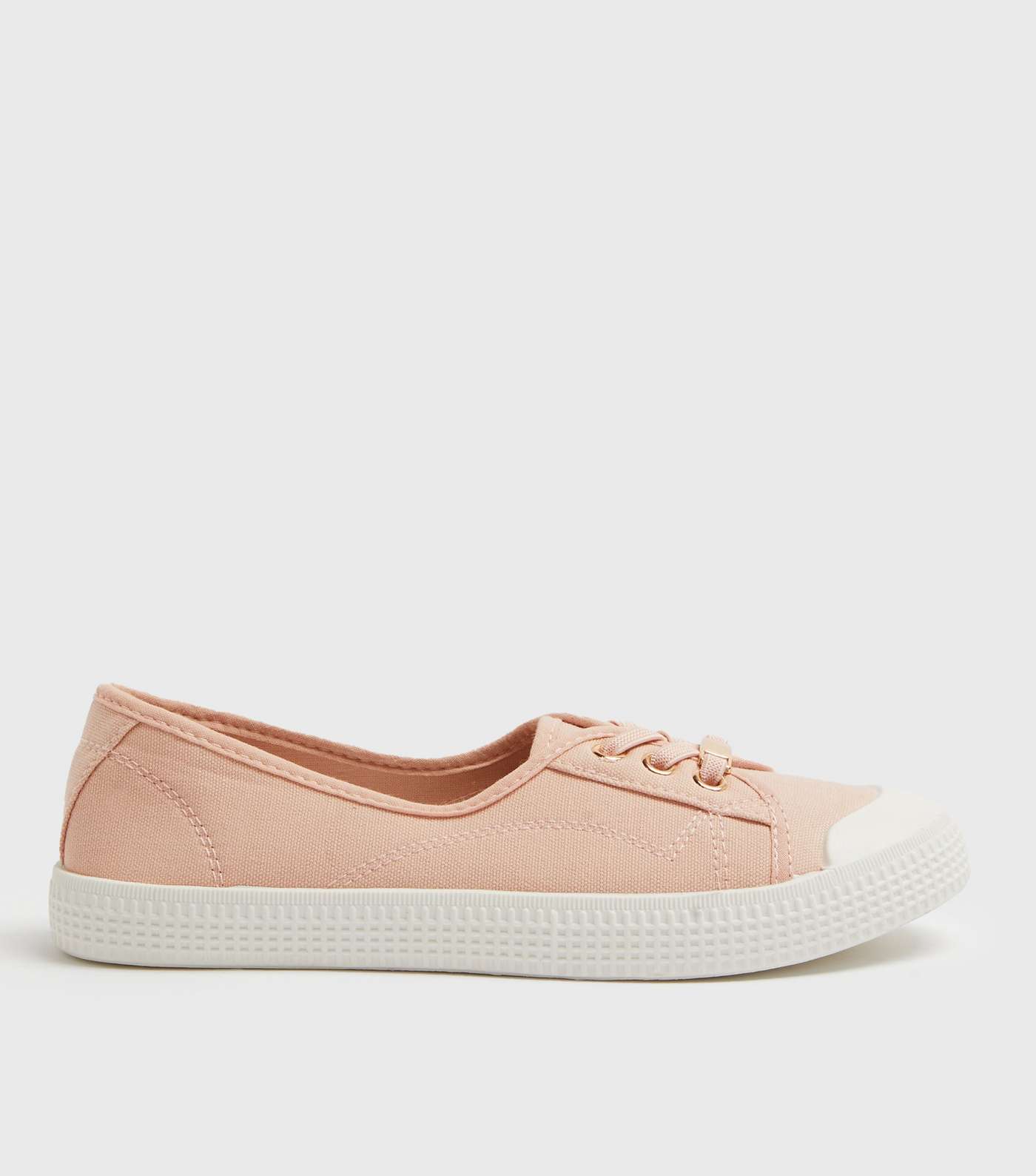 Pink Canvas Metal Trim Lace Up Trainers