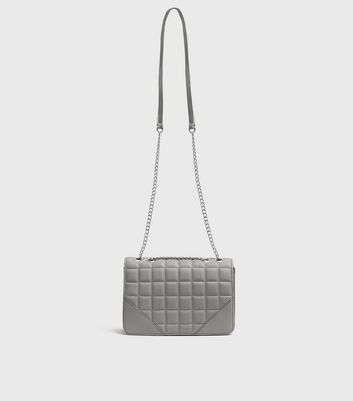 Grey Quilted Cross Body Bag New Look