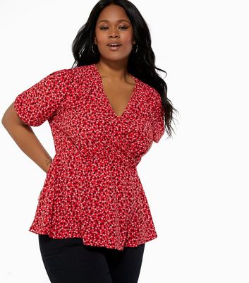 Womens red puff online sleeve top