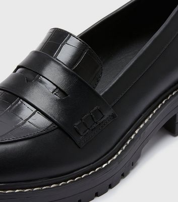 new look chunky croc loafer in black