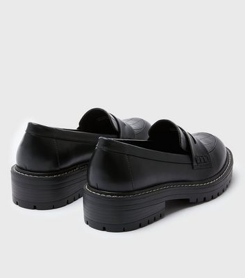 New look chunky croc loafer in black Clearance