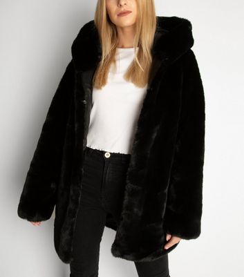 faux fur hoodie coat