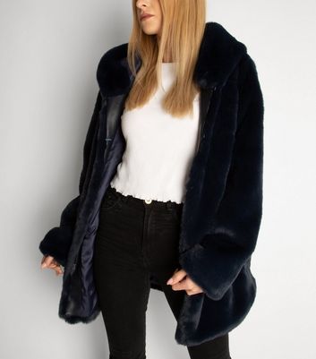 gini london black faux fur hooded jacket