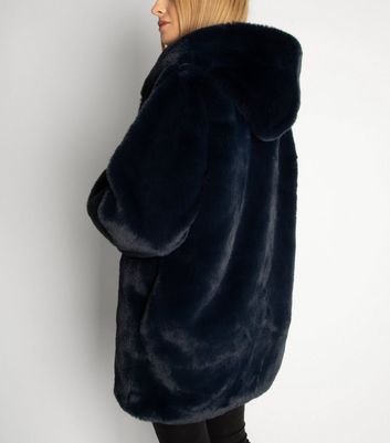 gini london black faux fur hooded jacket