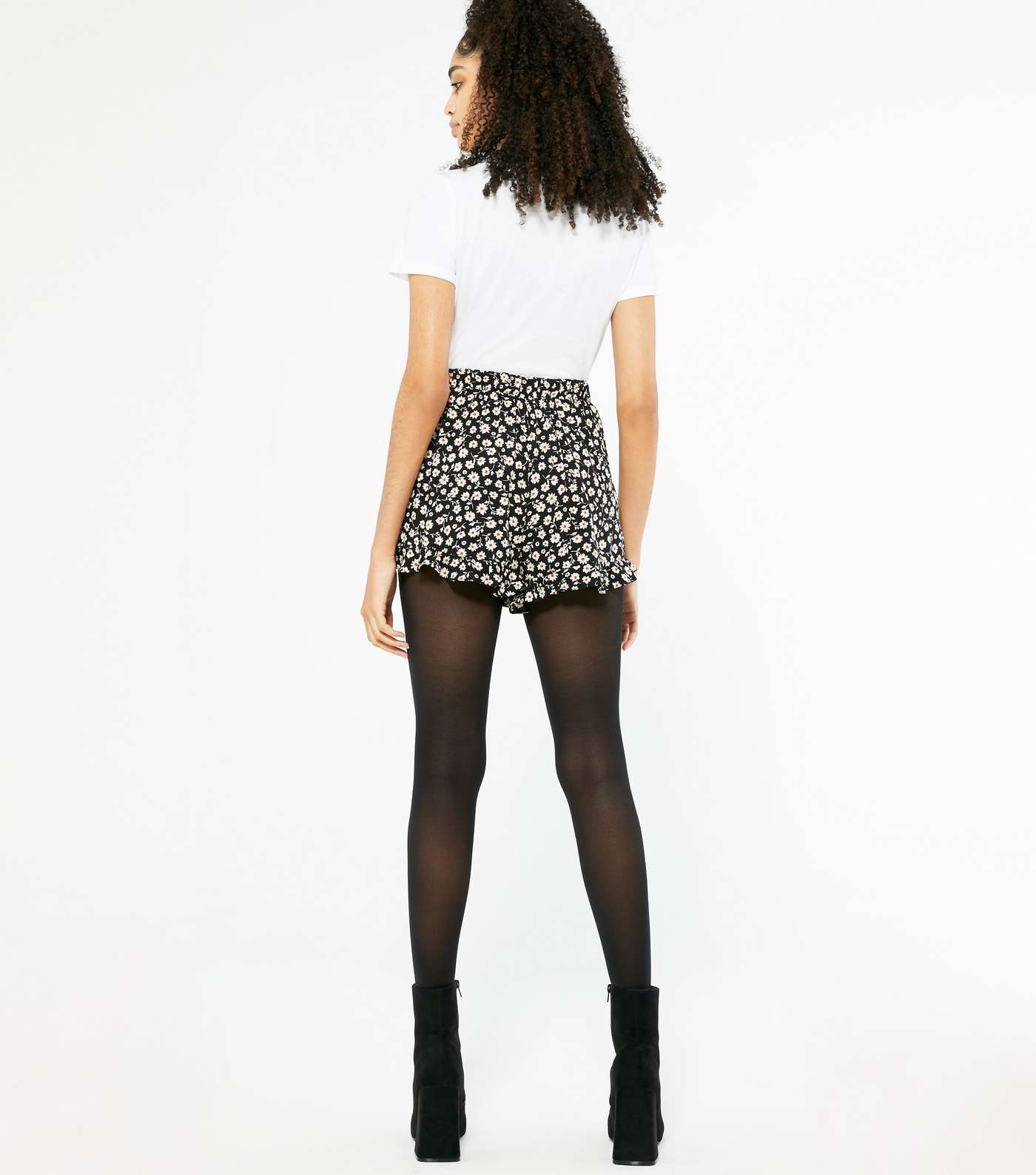 Black Daisy Ruffle Shorts  Image 3