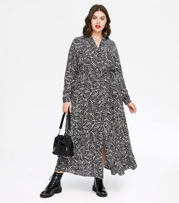 printed maxi shirt dress