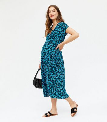 new look blue maternity dress