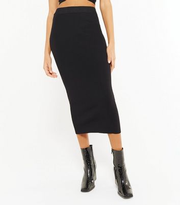 knit pencil skirt black