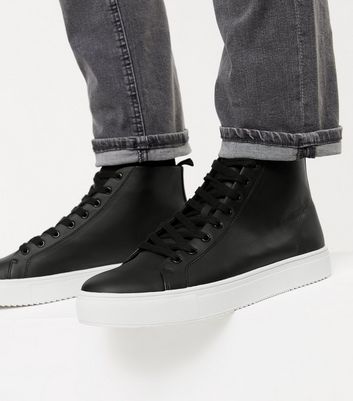 Mens black high top trainers deals