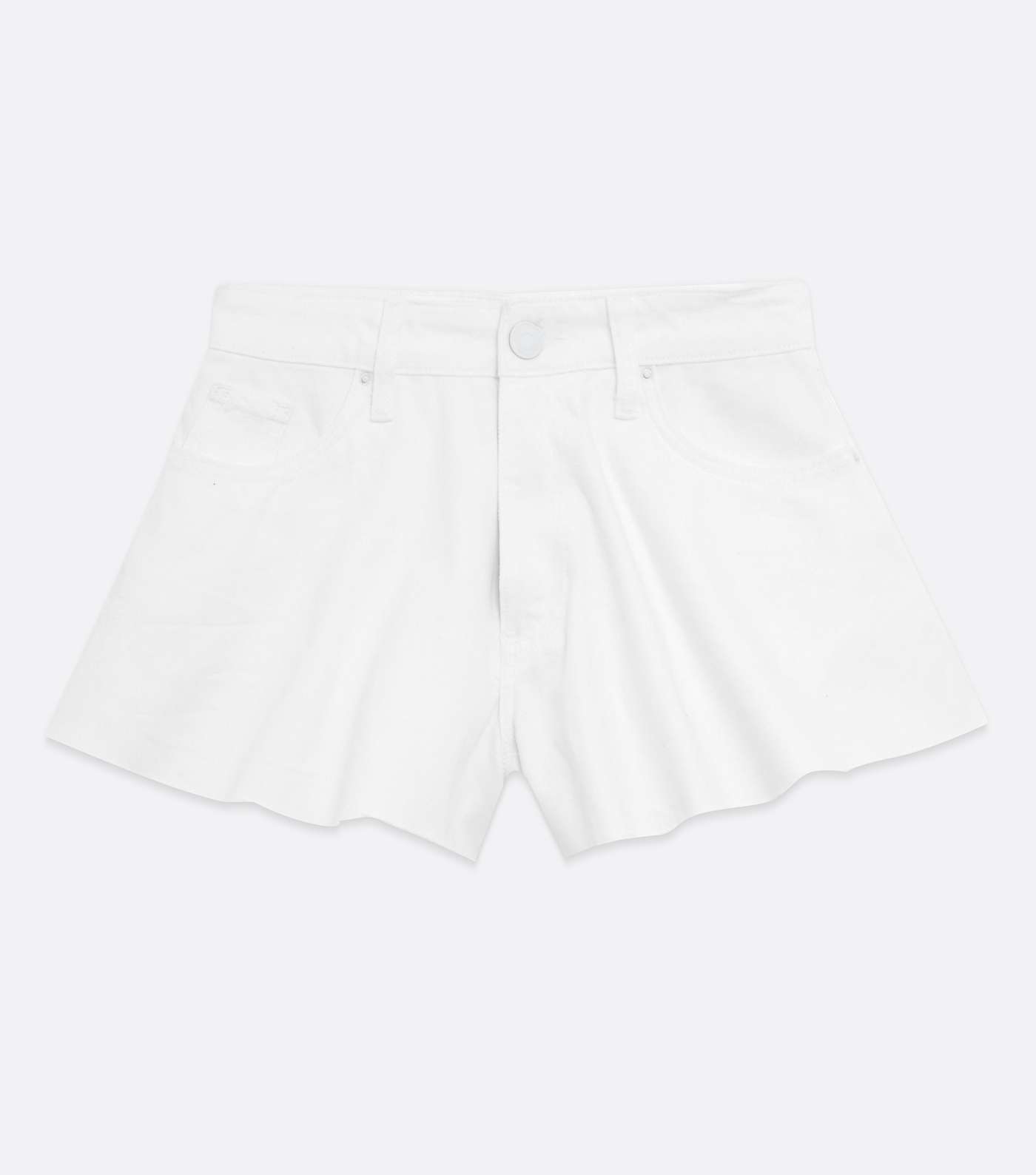 White Denim Cut Off Shorts Image 5