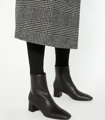 womens black leather square toe boots