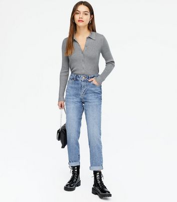 Petite Blue Roll Hem Waist Enhance Tori 