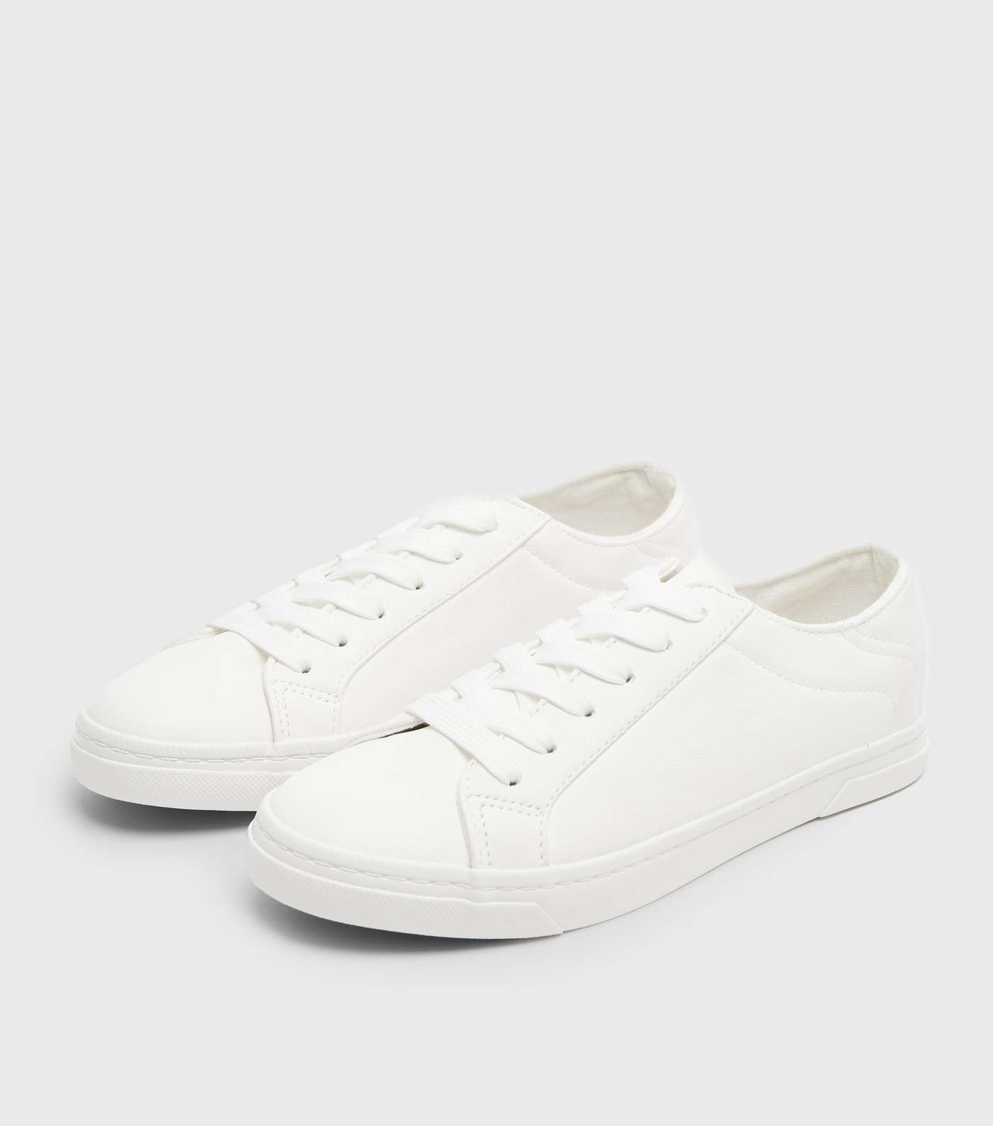 White Stitch Trim Lace Up Trainers Image 2