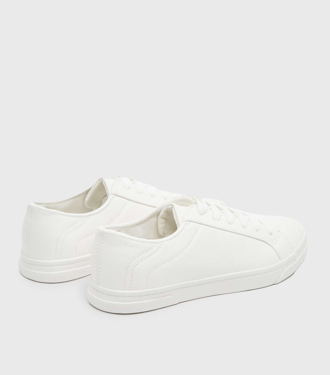 White Stitch Trim Lace Up Trainers Image 4