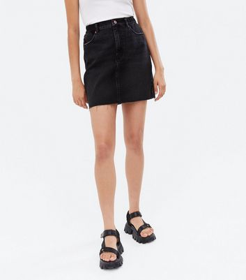 elastic waist denim skirt new look
