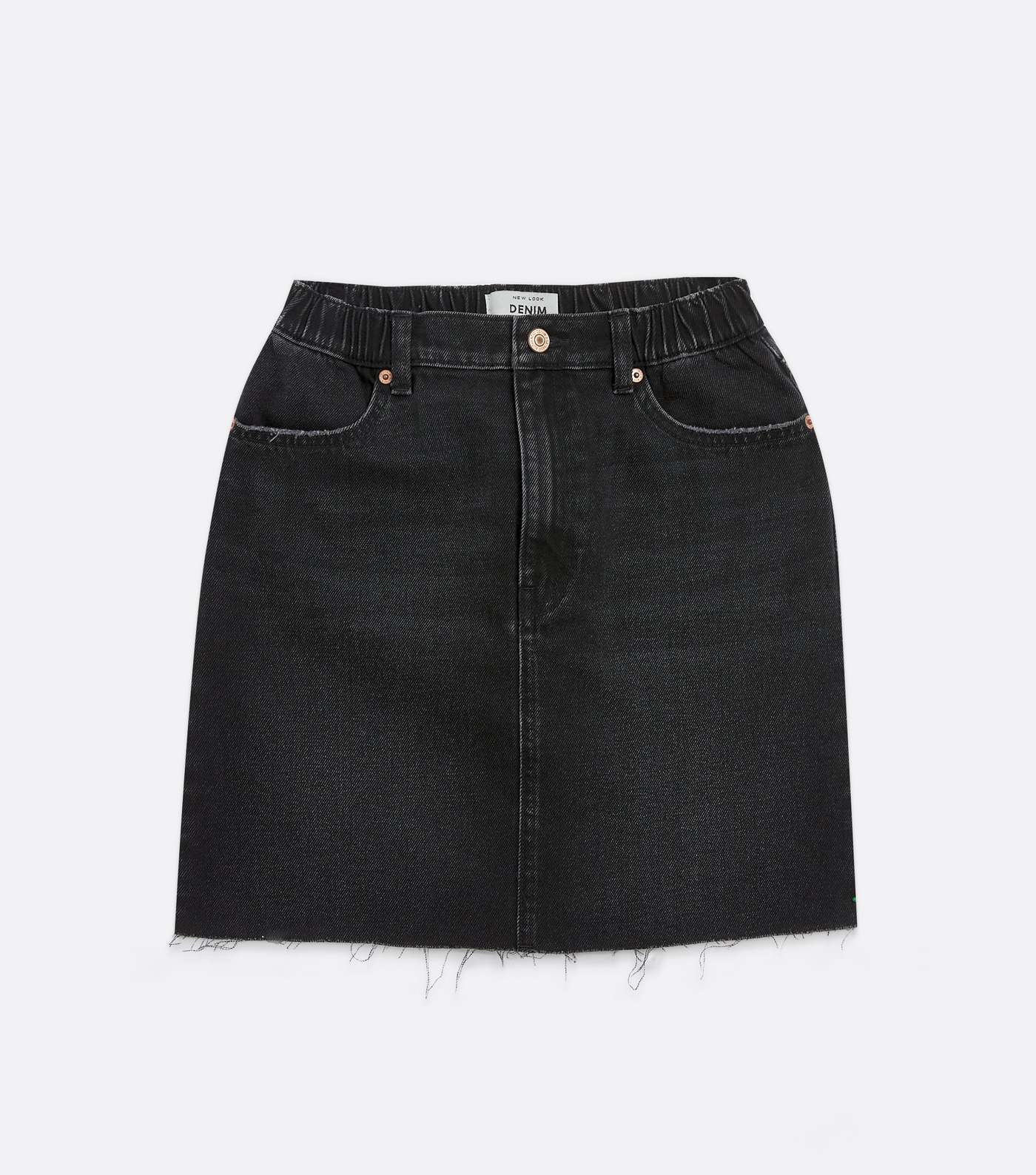 Black Denim Elasticated High Waist Mini Skirt Image 5