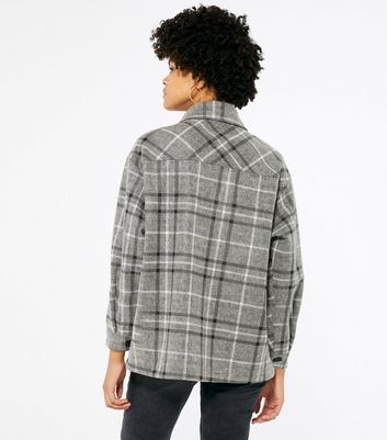 Grey checkered shacket Clearance
