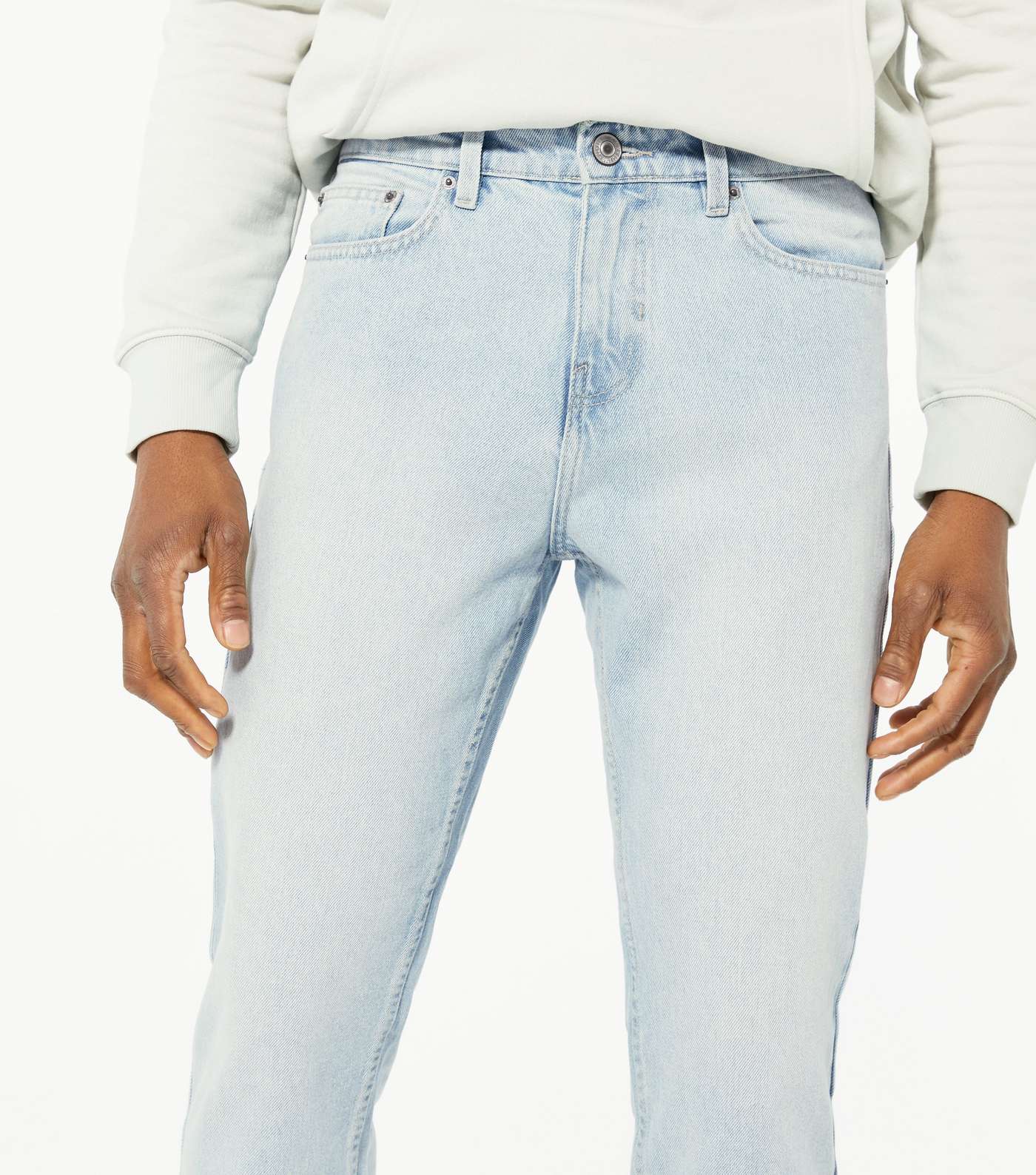 Pale Blue Light Wash Cropped Straight Leg Jeans Image 3