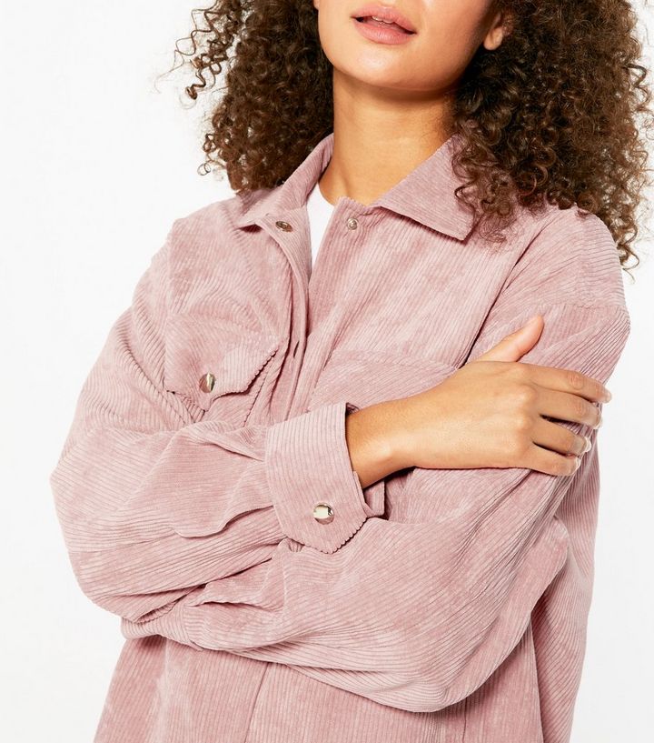 Cameo Rose Pink Cord Shacket New Look