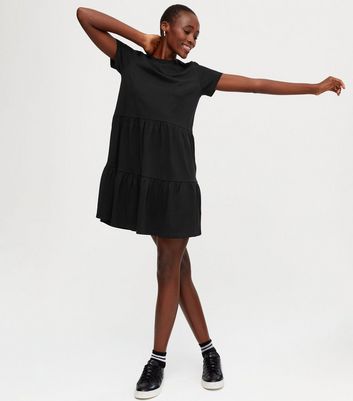 Black tiered outlet smock dress