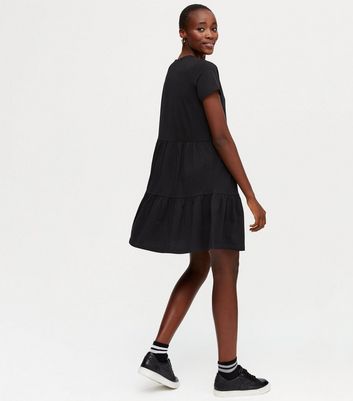 Black tiered 2024 smock dress