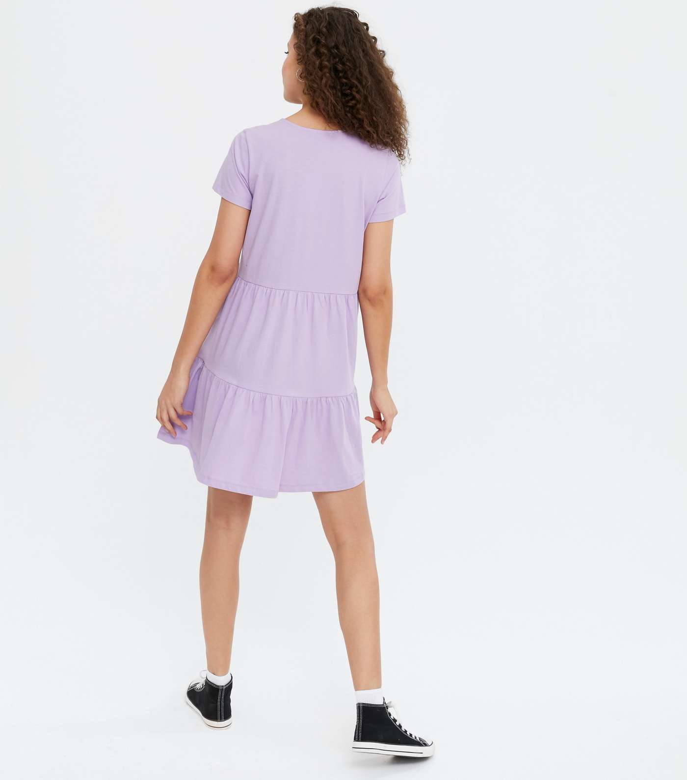 Tall Light Purple Jersey Tiered Smock Dress Image 4