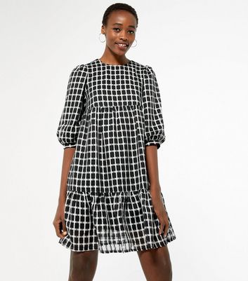 black and white check dress new look