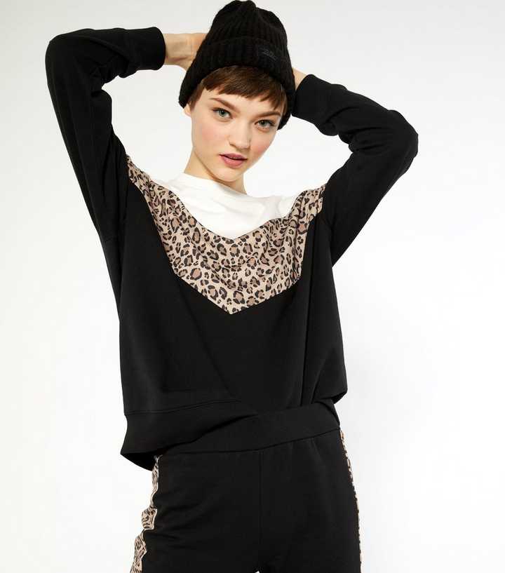 black and leopard print sweatshirt