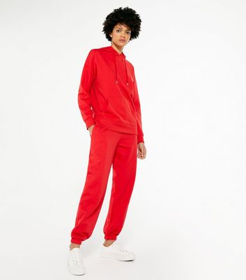Red Elasticated Waist Cuffed Joggers 